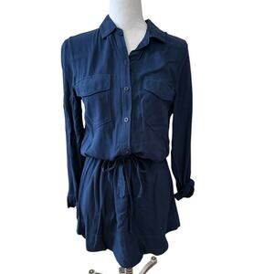 Cloth & Stone Long Sleeve Mini Shirt Dress Blue S
